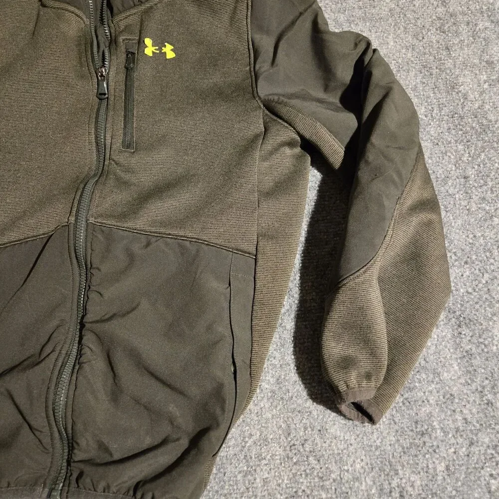 Under Armour Jacket Youth Large Green Full Zip Hood Pockets Spring/Fall Casual
